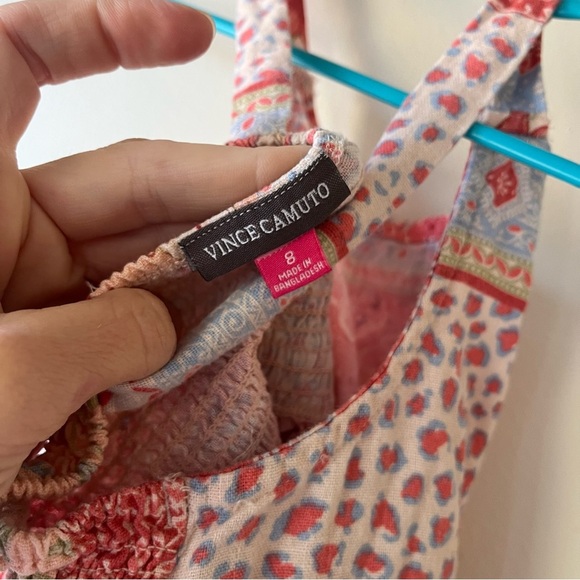 Vince Camuto Girls Size 8 Patchwork Sundress Linen Blend Boho Summer Dress - Picture 5 of 8